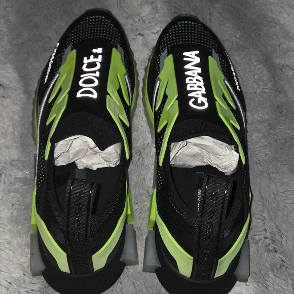 Dolce & Gabbana Men's Black and Lime Sneakers